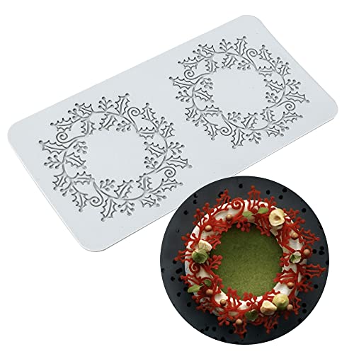 TUKE Spitzenformen zum Dekorieren von Kuchen, 3D-Blatt-Silikonformen zum Backen von Gummiformen, Ton, Fondantformen, Spitzenmatten, Blumenwabenmuster, Schokolade, Polymer (Blatt_27.2x13.7x0.3 cm_U) von TUKE