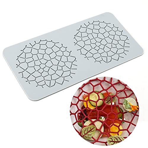 TUKE Spitzenformen zum Dekorieren von Kuchen, 3D-Blatt-Silikonformen zum Backen von Gummiformen, Ton, Fondantformen, Spitzenmatten, Blumenwabenmuster, Schokolade, Polymer (Gitter_27.1x13.8x0.3 cm_X) von TUKE