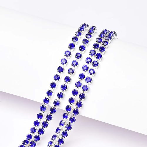 TUKEVA 10 Meter 2.5mm Kristall Strass Klauen Kettenbesatz DIY Handwerk Kettenbesatz Kristall Klauen Cup Kette für Nähen,Basteln, Hochzeit,Party,DIY Schmuck, Damenhandtasche,Vasen Dekoration (Blau) von TUKEVA