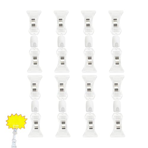 TUKEVA 8 Stück Kunststoff Schilderhalter Clip Preisschild Klammer Merchandise Schild Clip Kunststoff Drehbare Schildhalter für Waren, Clip auf Schilderhalter,Preisschild Anzeige (transparent) von TUKEVA