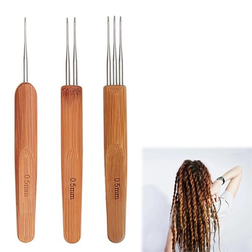 Dreadlocks Häkelnadel Werkzeug Set, Bambus Dreadlocks Nadel Weben Häkeln, Dreadlocks Häkelnadeln, Häkelnadeln für Dreadlocks, Dreadlock Häkelnadel Satz, Bambusgriff Dreadlock Häkelnadel, 0.5mm, 3Stück Dreadlocks Häkelnadel Werkzeug Set, Bambus Dreadlocks Nadel Weben Häkeln, Dreadlocks Häkelnadeln, Häkelnadeln für Dreadlocks, Dreadlock Häkelnadel Satz, Bambusgriff Dreadlock Häkelnadel, 0.5mm, 3Stück von TUKNN