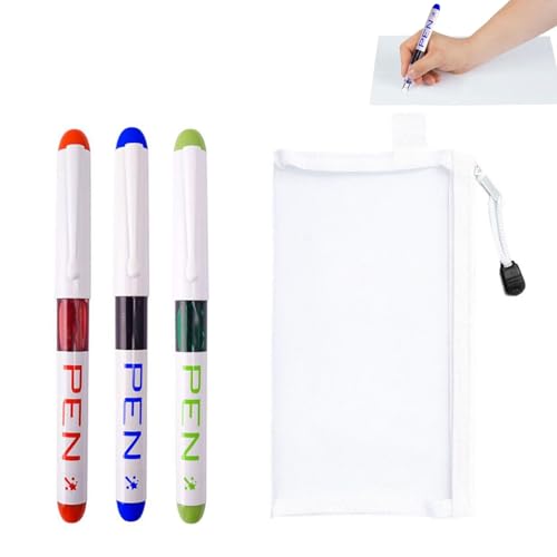 Füllfederhalter, Mehrfarbige Tintenstifte mit Feiner Spitze, Schnell Trocknender Tinten Stift, Tinte Feine Spitze Glattes Schreiben Kalligraphie Stifte, Farbige Stifte mit 1 Stiftetui, 3Stück von TUKNN
