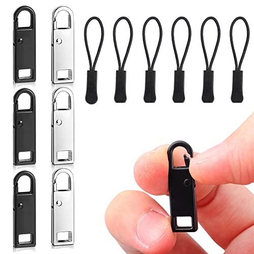 Reissverschluss Zipper,Reissverschluss Anhänger,Reißverschluss Zipper Ersatz,Pull Zipper,Ersatz Zipper,Zipper Pull Tab,Reißverschluss Ersatz Set für Rucksäcke Koffer Stiefel Mantel Jacke,12 Stück von TUKNN