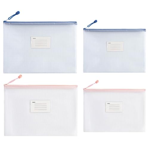 Reißverschlusstasche Dokumententasche, Dokumententasche mit Reißverschluss, Dokumententasche, Zipper Tasche, Datei Taschen mit Reißverschluss, Mesh Kunststoff Reißverschlusstasche, A5,B5, 4 Stück von TUKNN