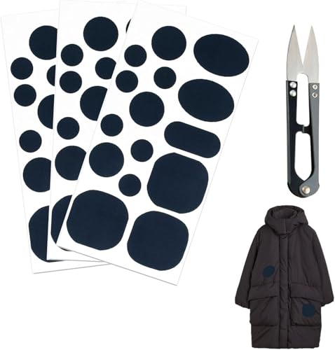 Selbstklebende Reparaturflicken für Daunenjacken,Nylon Reparatur Flicken,Daunenjacke Reparaturflicken,Daunenjacke Patches Reparatur,Wasserdichtes Selbstklebend Stoff,3 Blatt,mit Schere (Dunkelblau) von TUKNN