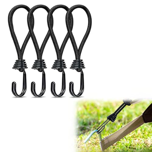 Spanngummi mit Haken, Expander mit Haken, Gummizug mit Haken, Spannhaken, Gummispanner mit Haken, Spanner mit Haken, Spanngummi Schwarz, Gummiband mit Haken, für Planen Netze Banner, Schwarz, 4 Stück von TUKNN