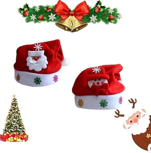 Weihnachtsmütze Nikolausmütze,Weihnachtsmütze Kinder,Weihnachtsmann Mütze,2 Stück Santa Hat,Nikolausmütze,Weihnachtsfeier Rot Santa Mütze,Wiederverwendbar Weihnachtsdeko Weihnachtsfeier Kostüm Zubehör von TUKNN
