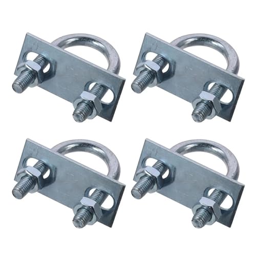 4 Stück M8 runde U-Bolzen, silberfarben, rund, gebogen, U-Klemme, U-Bolzen, Stahl, verzinkte Oberfläche mit Mutternplatte, Unterlegscheibe(4 Sets-M8x25x90) von TULDYS