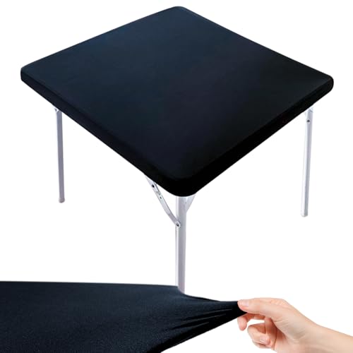 2 Stück Milchseide Schwarze Quadratische Tischdecke, 85 * 85cm, Outdoor, für Draußen, Elastische Tischdecke, f ür Indoor Outdoor Picknick Camping Partys von TULEBOLIAN