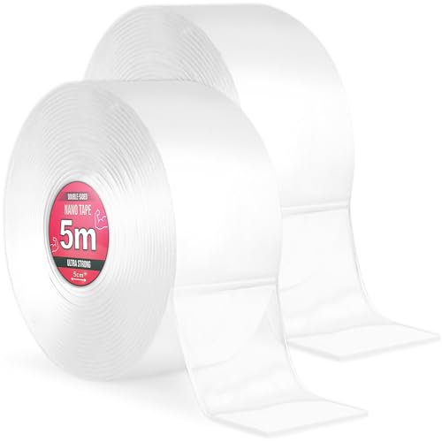 Nano Tape 2 x 5 m - Doppelseitiges Klebeband 10 m - Extra Stark, für Zuhause, Wand, Büro, Bubbles Art - Transparent Nano Klebeband - Nanoband doppelseitig - durchsichtiges zweiseitiges Klebeband Nano Tape 2 x 5 m - Doppelseitiges Klebeband 10 m - Extra Stark, für Zuhause, Wand, Büro, Bubbles Art - Transparent Nano Klebeband - Nanoband doppelseitig - durchsichtiges zweiseitiges Klebeband von TULMERO
