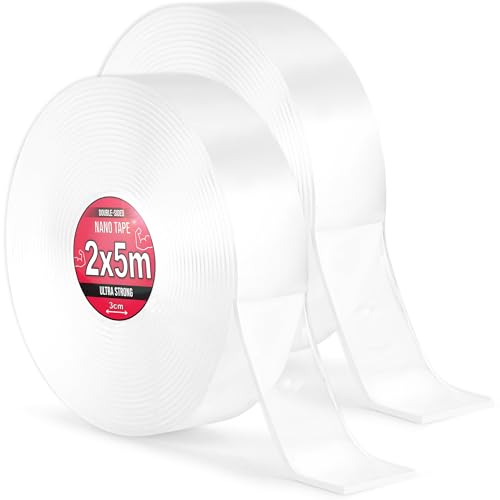 Nano Tape 2 x 5 m - Doppelseitiges Klebeband 10 m - Extra Stark, für Zuhause, Wand, Büro, Bubbles Art - Transparent Nano Klebeband - Nanoband doppelseitig - durchsichtiges zweiseitiges Klebeband Nano Tape 2 x 5 m - Doppelseitiges Klebeband 10 m - Extra Stark, für Zuhause, Wand, Büro, Bubbles Art - Transparent Nano Klebeband - Nanoband doppelseitig - durchsichtiges zweiseitiges Klebeband von TULMERO