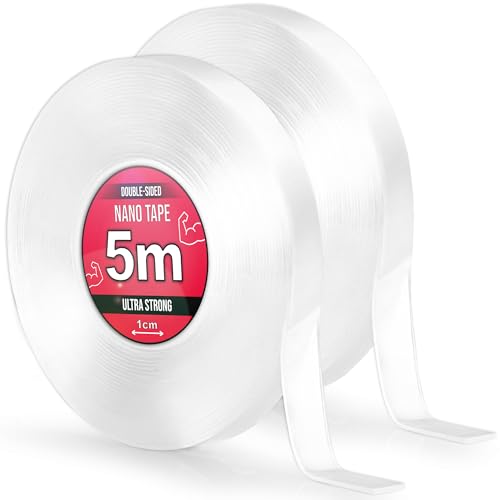 Nano Tape 2 x 5 m - Doppelseitiges Klebeband 10 m - Extra Stark, für Zuhause, Wand, Büro, Bubbles Art - Transparent Nano Klebeband - Nanoband doppelseitig - durchsichtiges zweiseitiges Klebeband Nano Tape 2 x 5 m - Doppelseitiges Klebeband 10 m - Extra Stark, für Zuhause, Wand, Büro, Bubbles Art - Transparent Nano Klebeband - Nanoband doppelseitig - durchsichtiges zweiseitiges Klebeband von TULMERO