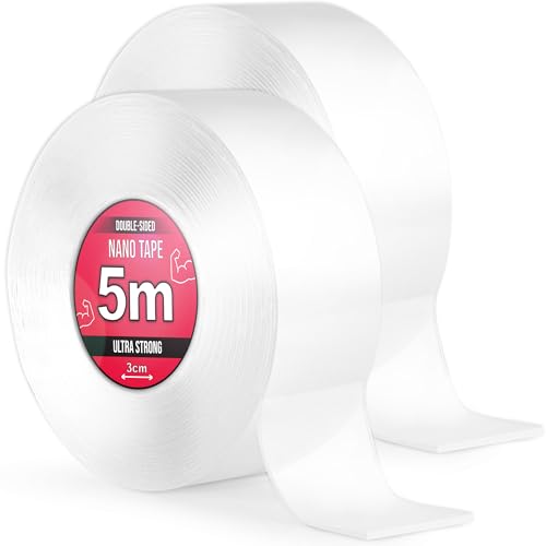 Nano Tape 2 x 5 m - Doppelseitiges Klebeband 10 m - Extra Stark, für Zuhause, Wand, Büro, Bubbles Art - Transparent Nano Klebeband - Nanoband doppelseitig - durchsichtiges zweiseitiges Klebeband Nano Tape 2 x 5 m - Doppelseitiges Klebeband 10 m - Extra Stark, für Zuhause, Wand, Büro, Bubbles Art - Transparent Nano Klebeband - Nanoband doppelseitig - durchsichtiges zweiseitiges Klebeband von TULMERO