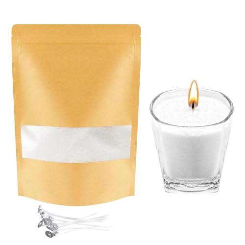 Kerzensand mit Docht - Kerzen Selber Machen Set - 10 Farben Kerzenwachs Granulat mit 5 Dochten – Kerzen Sand Candle Wax Wachsperlen für Granulat (100g Weiß) von TUMYBCC