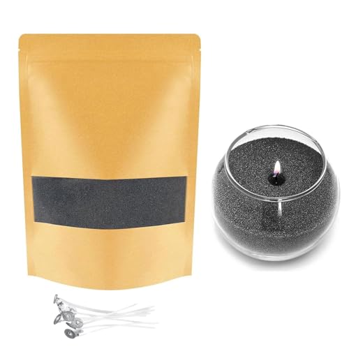 TUMYBCC Kerzensand mit Docht - Kerzen Selber Machen Set - 10 Farben Kerzenwachs Granulat mit 5 Dochten – Kerzen Sand Candle Wax Wachsperlen für Granulat (100g schwarz) von TUMYBCC