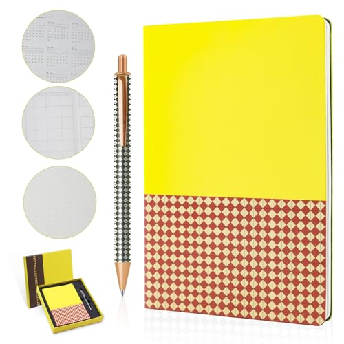 TUNJILOOL Tagebuch- A5 Notizbuch mit Stift Set, Gelb Dicker Notizblock, 192 Seiten Schreib Tagebuch Set für Reisen, Schule, Büro, Zuhause für Damen und Herren TUNJILOOL Tagebuch- A5 Notizbuch mit Stift Set, Gelb Dicker Notizblock, 192 Seiten Schreib Tagebuch Set für Reisen, Schule, Büro, Zuhause für Damen und Herren von TUNJILOOL
