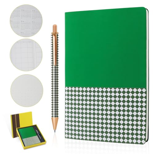 TUNJILOOL Tagebuch- A5 Notizbuch mit Stift Set, Gelb Dicker Notizblock, 192 Seiten Schreib Tagebuch Set für Reisen, Schule, Büro, Zuhause für Damen und Herren von TUNJILOOL