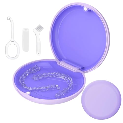 Prothesenkoffer, Prothesenkoffer, Magnetverschluss, tragbare Halterungshülle, Rosa, rutschfestes Design, Prothesenkoffer, hält Halterungen und Zubehör, abnehmbare Mundpflegeprodukte (lila) von TUNYINSH
