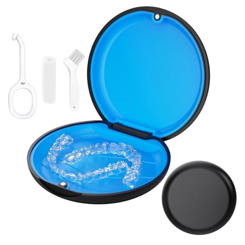 Prothesenkoffer, Prothesenkoffer, Magnetverschluss, tragbare Halterungshülle, Rosa, rutschfestes Design, Prothesenkoffer, hält Halterungen und Zubehör, abnehmbare Mundpflegeprodukte (schwarz) von TUNYINSH