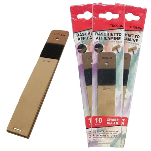 TUOLON 3 Stück Kantenschärfer aus feinem Glaspapier, Minenschärfer für Minen, Buntstifte, Kreide, Kohlestifte, Kompass, Bleistift, Papier, Glas, Schaber, Klingen Anspitzer, Glasspitzer von TUOLON
