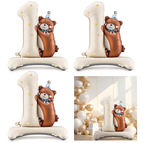 TUONYIS Luftballons zum 1. Geburtstag, für Jungen und Mädchen, 1. Geburtstag mit Teddybär, Luftballons, Erste Dekorationen für das erste Babyzubehör, 1 Jahr altes Baby, Rot, 3 Stück TUONYIS Luftballons zum 1. Geburtstag, für Jungen und Mädchen, 1. Geburtstag mit Teddybär, Luftballons, Erste Dekorationen für das erste Babyzubehör, 1 Jahr altes Baby, Rot, 3 Stück von TUONYIS