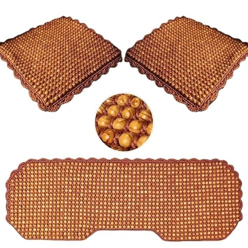 TUOYDJA Autositzauflage Holzkugeln,Holzperlen Sitzauflage 1 Stück handgehäkeltes Massagekissen aus Naturholzperlen – atmungsaktiv und kühlend for Auto, Zuhause oder Bürostuhl(Brown 3pcs) von TUOYDJA