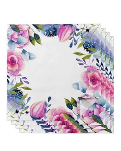 TUOYDJA Servietten,Stoffservietten Lila Blumen Stoff Tisch Servietten Hochzeit Tisch Dekor Geburtstag Party Taschentuch Handtuch Servietten Reusable(30x30cm-03) von TUOYDJA