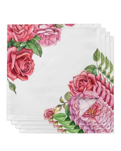 TUOYDJA Servietten,Stoffservietten Lila Blumen Stoff Tisch Servietten Hochzeit Tisch Dekor Geburtstag Party Taschentuch Handtuch Servietten Reusable(30x30cm-04) von TUOYDJA