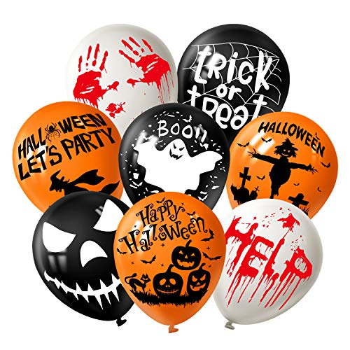TUPARKA 24 Stück Halloween Luftballons - 12 Zoll Latex Ballons für Party Dekorationen - 8 Verschiedene Designs von TUPARKA