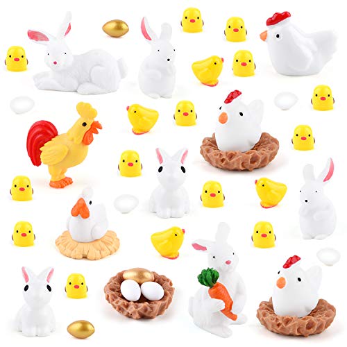 TUPARKA 40Pcs Tiere Miniaturfiguren, Osterkaninchen Miniaturfiguren, Hühnerfiguren, Hahn, Henne, Ei, Hühnernest Ornamente für Fairy Garden Cake Cupcake Toppers Osterfeierdekoration TUPARKA 40Pcs Tiere Miniaturfiguren, Osterkaninchen Miniaturfiguren, Hühnerfiguren, Hahn, Henne, Ei, Hühnernest Ornamente für Fairy Garden Cake Cupcake Toppers Osterfeierdekoration von TUPARKA