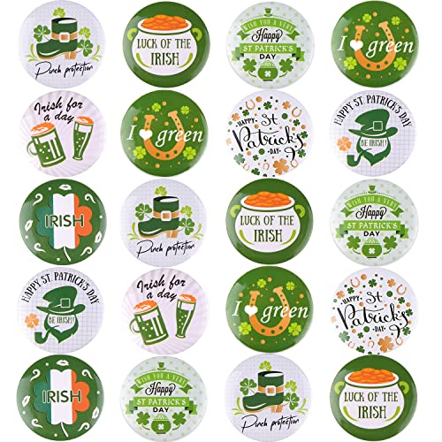 TUPARKA 48 Stücke Mini Shamrock Button Pins Irish Party Abzeichen St. Patrick's Day Party Favors Supplies Kinder Geschenk, 8 Muster von TUPARKA