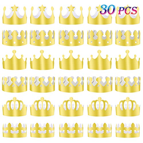 TUPARKA Goldene König Kronen Goldfolie Papier Party Crown Hut Kappe für Geburtstagsfeier Baby Shower Foto Requisiten (30pcs(6 styles)) von TUPARKA