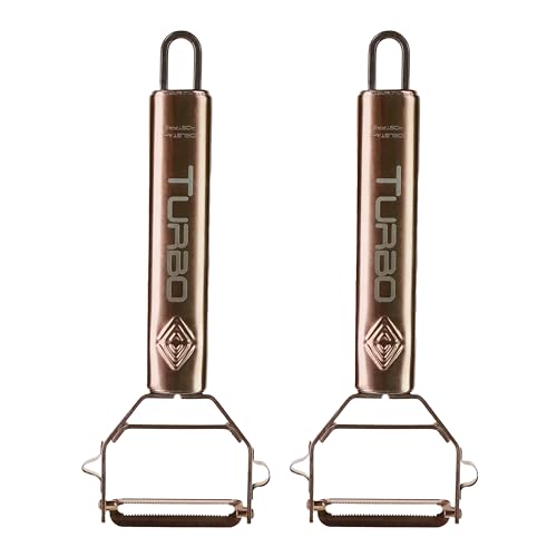 TURBO PRODUKTE 2 Stück Sparschäler Rosé aus Edelstahl für Obst & Gemüse - Vor-und Rückwärts mit Pendelklinge für Links- & Rechtshänder - 3in1 Funktion TURBO PRODUKTE 2 Stück Sparschäler Rosé aus Edelstahl für Obst & Gemüse - Vor-und Rückwärts mit Pendelklinge für Links- & Rechtshänder - 3in1 Funktion von TURBO PRODUKTE
