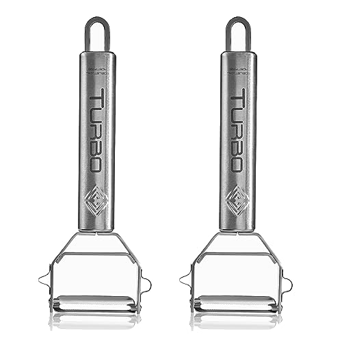 TURBO PRODUKTE 2 Stück Sparschäler aus Edelstahl für Obst & Gemüse - Vor-und Rückwärts mit Pendelklinge für Links- & Rechtshänder - 3in1 Funktion TURBO PRODUKTE 2 Stück Sparschäler aus Edelstahl für Obst & Gemüse - Vor-und Rückwärts mit Pendelklinge für Links- & Rechtshänder - 3in1 Funktion von TURBO PRODUKTE