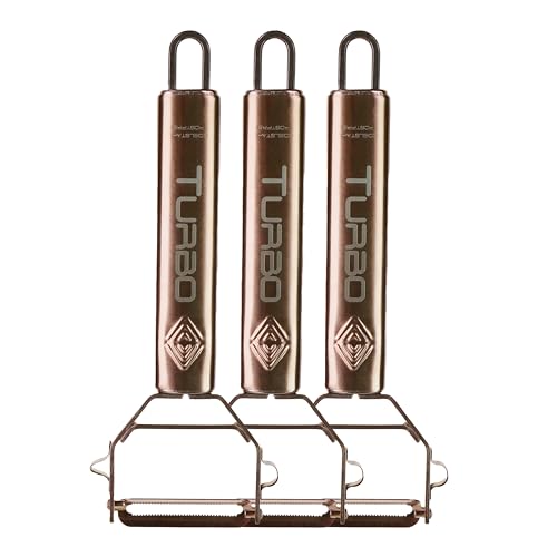 TURBO PRODUKTE 3 Stück Sparschäler Rosé aus Edelstahl für Obst & Gemüse - Vor-und Rückwärts mit Pendelklinge für Links- & Rechtshänder - 3in1 Funktion TURBO PRODUKTE 3 Stück Sparschäler Rosé aus Edelstahl für Obst & Gemüse - Vor-und Rückwärts mit Pendelklinge für Links- & Rechtshänder - 3in1 Funktion von TURBO PRODUKTE