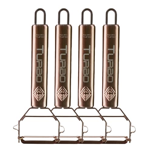 TURBO PRODUKTE 4 Stück Sparschäler Rosé aus Edelstahl für Obst & Gemüse - Vor-und Rückwärts mit Pendelklinge für Links- & Rechtshänder - 3in1 Funktion TURBO PRODUKTE 4 Stück Sparschäler Rosé aus Edelstahl für Obst & Gemüse - Vor-und Rückwärts mit Pendelklinge für Links- & Rechtshänder - 3in1 Funktion von TURBO PRODUKTE