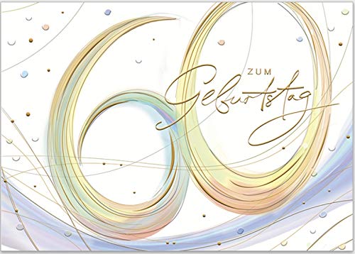 Hochwertige Geburtstags-Grußkarte von Turnowsky zum 60. Geburtstag, Relief-Klappkarte zum Beschriften mit Umschlag und Aufdruck "zum Geburtstag 60" Hochwertige Geburtstags-Grußkarte von Turnowsky zum 60. Geburtstag, Relief-Klappkarte zum Beschriften mit Umschlag und Aufdruck "zum Geburtstag 60" von TURNOWSKY