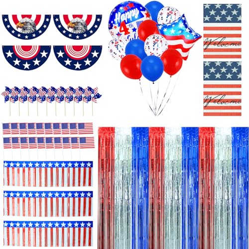 4. Juli Patriotische Dekorationen Set Party Ballon Amerikanische Gartenflagge Amerikanische Patriotische Halbfächer Wimpelkette Flagge Windräder Rot Weiß und Blau Dekorationen Rot Silber Blau Quaste 4. Juli Patriotische Dekorationen Set Party Ballon Amerikanische Gartenflagge Amerikanische Patriotische Halbfächer Wimpelkette Flagge Windräder Rot Weiß und Blau Dekorationen Rot Silber Blau Quaste von TUSAUW