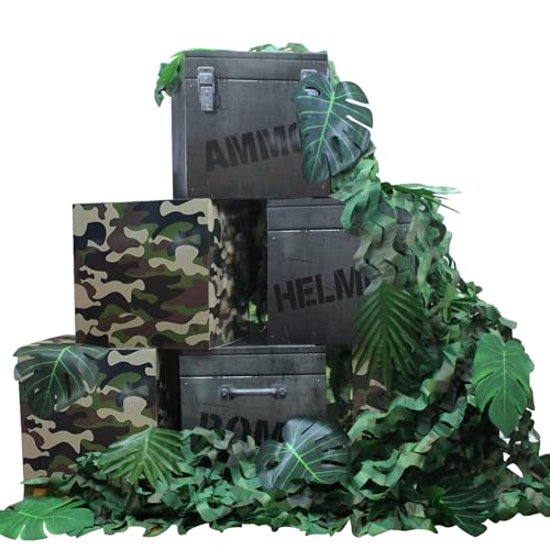 TUSAUW 19 Stück Tarn-Dekorationen für Armee-Party, einschließlich Camouflage-Boxen, Tarnnetz und Palmenblätter, für Militär-Enthusiasten, Dschungel-Tarnmuster, Party, Geburtstag, Dekorzubehör TUSAUW 19 Stück Tarn-Dekorationen für Armee-Party, einschließlich Camouflage-Boxen, Tarnnetz und Palmenblätter, für Militär-Enthusiasten, Dschungel-Tarnmuster, Party, Geburtstag, Dekorzubehör von TUSAUW