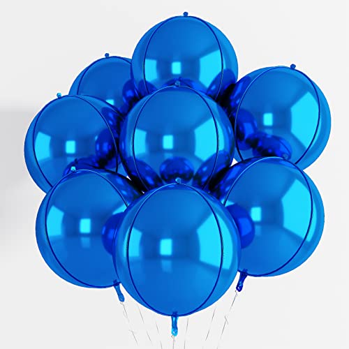 4D Blau Luftballons Folienballons 8 Stück Große 22 Zoll königliche blaue Spiegel vervollständigen 360 Grad 4D Kugel Luftballons Blau Geburtstag Hochzeit Verlobung Bride Baby Shower Deko von TUTUXMA