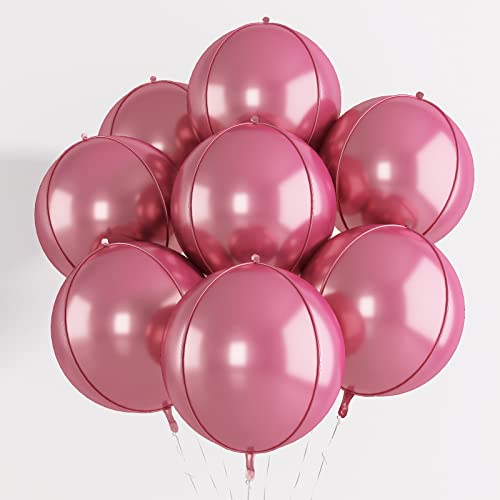 22 Zoll 4D Metallic Rosa Folienballon Luftballons 8 Stück Rosa Spiegel Finish 360 Grad 4D Kugel Ball Ballon Rosa Geburtstag Hochzeit Verlobung Braut Baby Dusche Dekoration von TUTUXMA