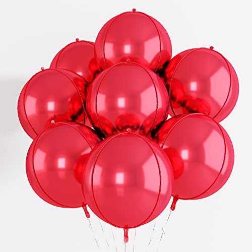 8 Stück Metallic Dunkel Rote Luftballons 22 Zoll große 360 Grad 4D Folienballons Kugeln Rote Geburtstagsballons Hochzeit Valentinstag Ballons Metallic Rote Party Ballons Girlande Bogen Kit Dekoration von TUTUXMA