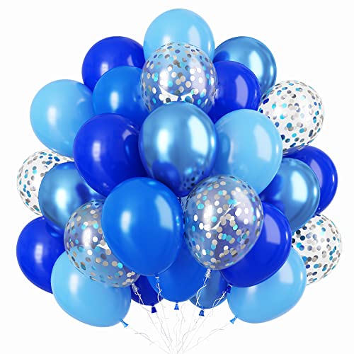 56 Stück 12 Zoll Blau Luftballons Metallic Blau Hellblau Dunkelblau und Blau Silber Konfetti Ballons Für Hochzeit Geburtstag Taufe Under Abschluss Party Junge Valentinstag Dekorationen (4 Farbe) von TUTUXMA