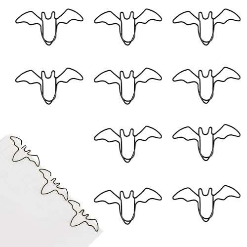 10 Stück Schwarze Fledermaus Büroklammer, Kreative Niedliche Büroklammern Tierform, Fledermaus Typ Clips, Hochwertige Metall Paper Clips mit Neuartigen Formen, Praktisches Büro Zubehör von TUYOBG