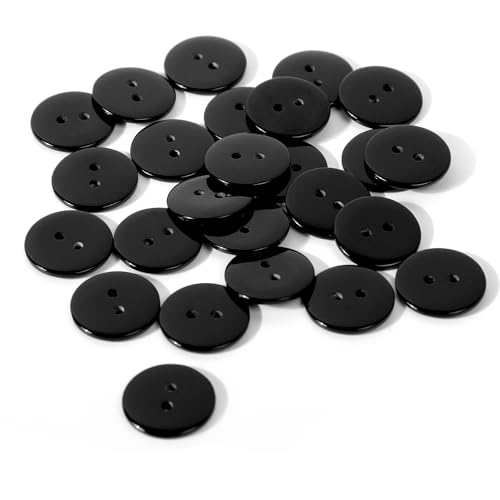 25 schwarze Harzknöpfe zum Nähen und Heimwerken – 18 mm flache 2-Loch-Knöpfe, Universal-Nähknöpfe-Set für Stricken, Kleidungsreparatur, Handwerk und Nähsets, Ersatzzubehör 25 schwarze Harzknöpfe zum Nähen und Heimwerken – 18 mm flache 2-Loch-Knöpfe, Universal-Nähknöpfe-Set für Stricken, Kleidungsreparatur, Handwerk und Nähsets, Ersatzzubehör von TUYOBG