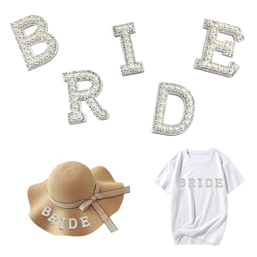 5 Stück BRIDE Glitzer Applikation Bügelbuchstaben, Perlen Strass Buchstaben Flicken für Kleidung, Kunstperlen Stickerei Patches mit Strass Bordüren, DIY Aufnäher für Jacken Shirts Taschen 5 Stück BRIDE Glitzer Applikation Bügelbuchstaben, Perlen Strass Buchstaben Flicken für Kleidung, Kunstperlen Stickerei Patches mit Strass Bordüren, DIY Aufnäher für Jacken Shirts Taschen von TUYOBG