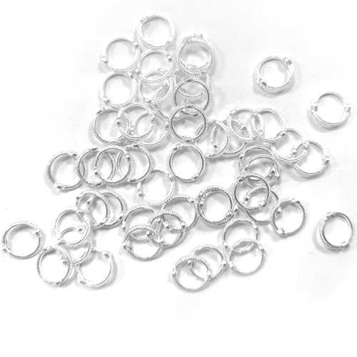 Perlenrahmen 2 Loch Abstandshalter 50 Stück Silber Metall, Antikes Silber Perlenrahmen, Hohl Legierungsring Doppelloch Abstandshalter, DIY Zubehör für Armbänder, Ohrringe, Schmuckherstellung von TUYOBG