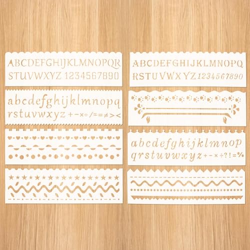 8 Stück Lange Plastik Malschablonen – Kreative Wiederverwendbare Zeichenschablonen Alphabe mit Mustern, Buchstaben Schablone für Schulprojekte, Malerei, Dekoration, Basteln und DIY Scrapbooking 8 Stück Lange Plastik Malschablonen – Kreative Wiederverwendbare Zeichenschablonen Alphabe mit Mustern, Buchstaben Schablone für Schulprojekte, Malerei, Dekoration, Basteln und DIY Scrapbooking von TUYOBG