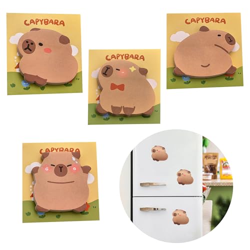 Capybara Haftnotizen 4 Stück – Cartoon Niedliche Notizzettel als Memo Seiten für Büro und Schule, Tiermotive zum Kreativen Schreiben, Vielseitige Klebezettel wie Post It, Tiere Schreiben Memo Seiten von TUYOBG