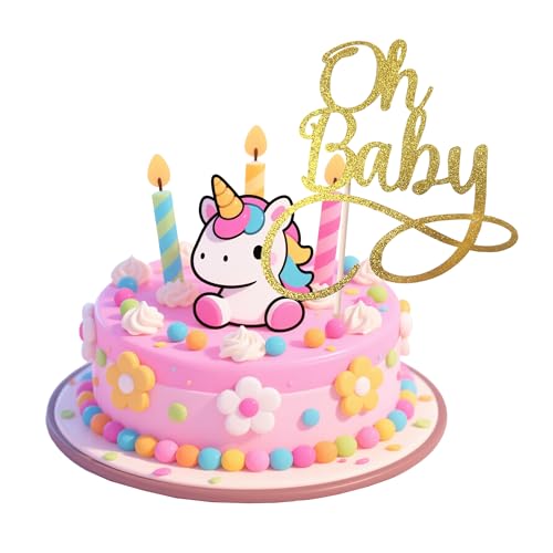 Oh Baby Kuchendekorationen - Wiederverwendbare goldene Kuchendekoration für Babyparty, Geburtstag oder Geschlechtsoffenbarung, neutrales Thema Oh Baby Papierkuchenanhänger für Jungen oder Mädchen Oh Baby Kuchendekorationen - Wiederverwendbare goldene Kuchendekoration für Babyparty, Geburtstag oder Geschlechtsoffenbarung, neutrales Thema Oh Baby Papierkuchenanhänger für Jungen oder Mädchen von TUYOBG